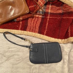 Blue coach wristlet. Blue leather.